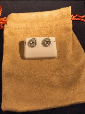 2 Ctw Moissenite.925 Sterling Silver Teardrop Halo Earrings